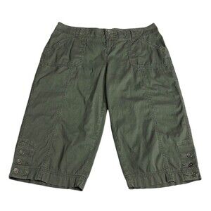 Sonoma Pants Womens 8 Petite Green Corduroy Modern Capri Shorts Outdoor Gorpcore